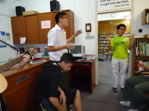 High School boys in Church Library