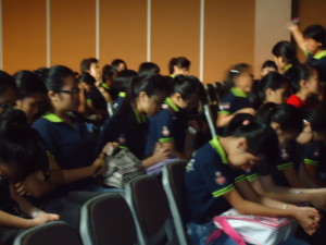 Girls Brigade praying.