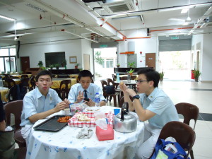 High School boys in church canteen after school session